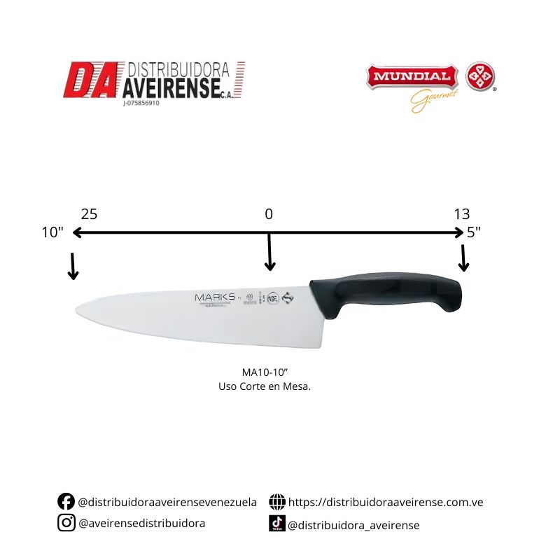Cuchillo Corte en Mesa Modelo MA10-10”.